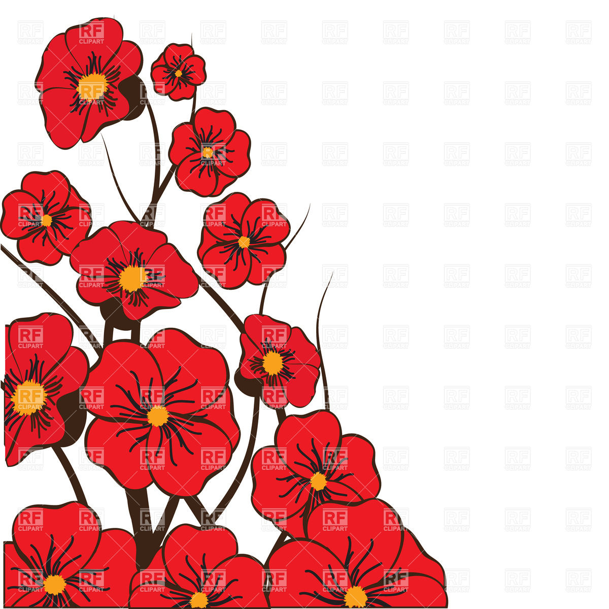 1200x1200 Red Bright Flowers Royalty Free Vector Clip Art Image