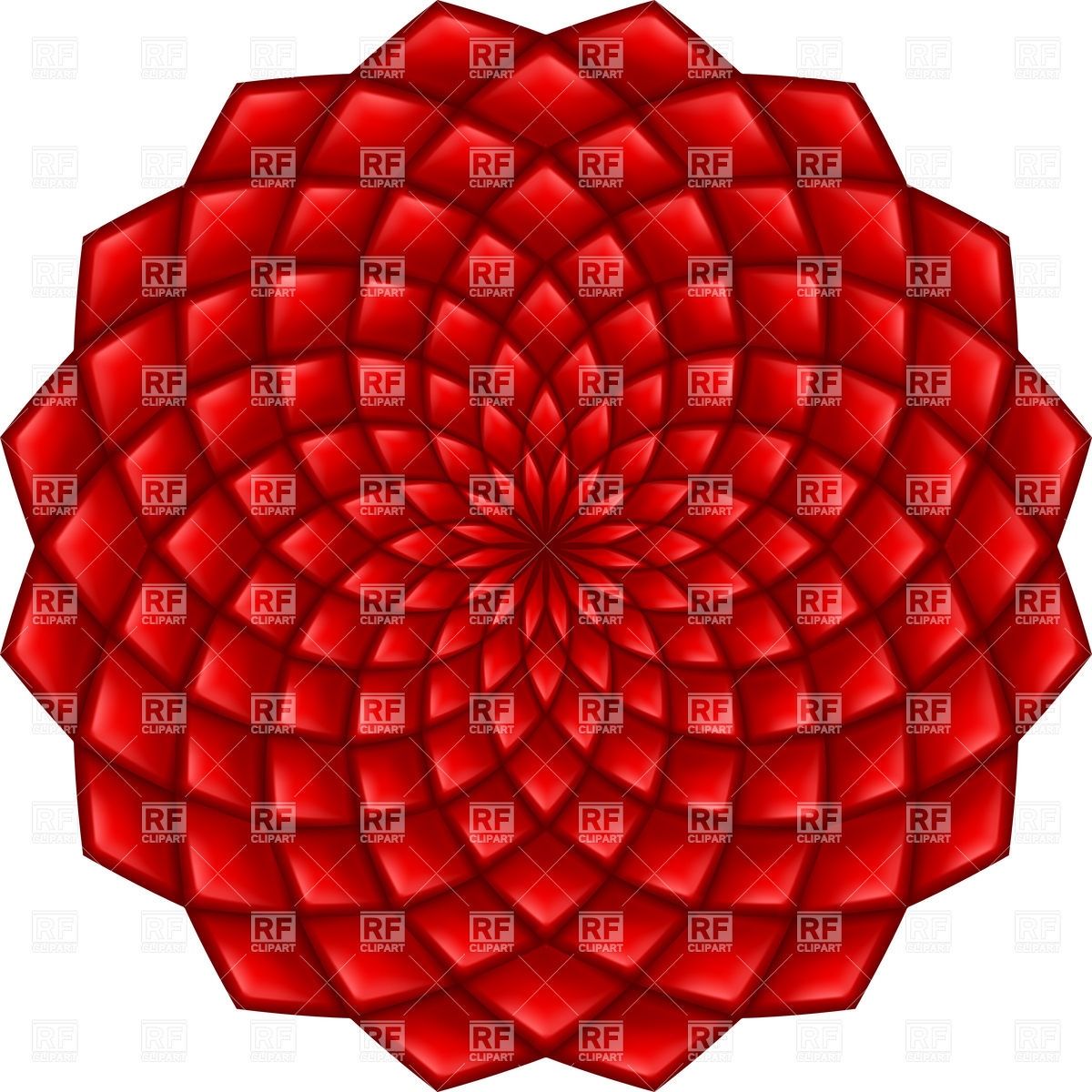 1200x1200 Abstract Red Mosaic Geometric Flower Royalty Free Vector Clip Art