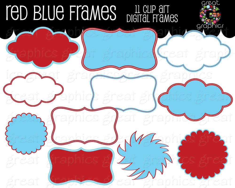 1000x800 Red And Blue Frame Kids Birthday Party Digital Frame Clipart