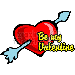 300x300 Royalty Free A Red Heart With A Blue Arrow Through It Saying Be My
