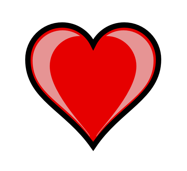 654x596 Red Heart With Black Outline Background Picture