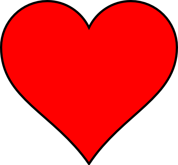 600x556 Red Heart With Thin Black Outline Clip Art