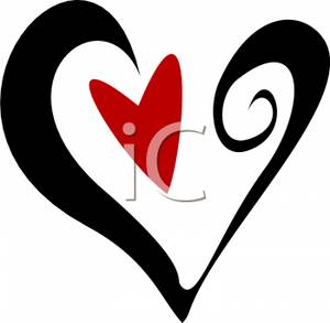 300x293 Small Red Heart In A Black Heart Outline Clipart Picture