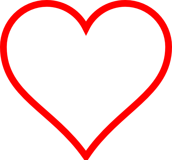 600x557 White Heart W Red Outline Clip Art