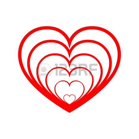 450x450 Abstract Heart Shape Outline. Vector Illustration. Red Heart