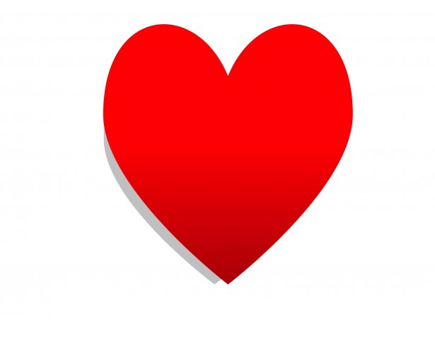 615x497 Single Red Heart Free Stock Photo