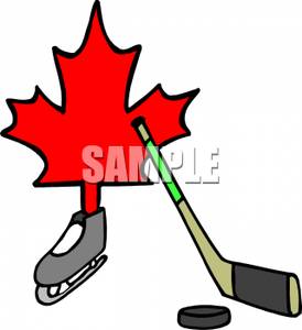274x300 Free Clipart Image The Canadian Red Leaf And A Hockey Puck And Stick