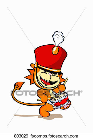 317x470 Clip Art Of A Lion Wearing A Marching Band Hat And Playing A Snare