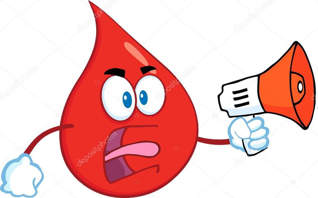 1023x638 Angry Red Blood Drop Cartoon Mascot Character Screaming Into