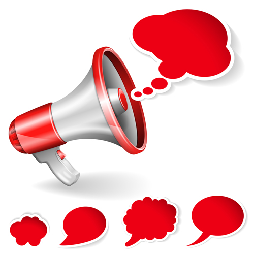 500x500 Red Megaphone With Text Bubbles Vector