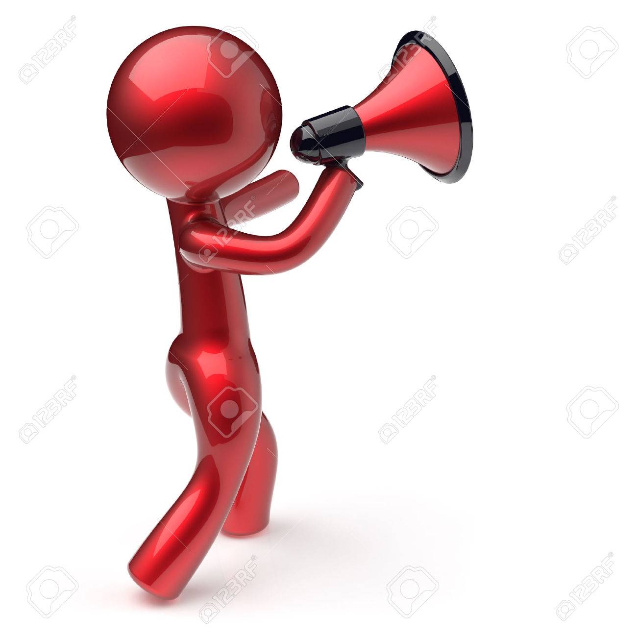 1300x1300 Announcement Man Megaphone Character Speaking Making News Red