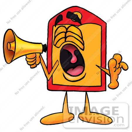 450x450 Clip Art Graphic Of A Red And Yellow Sales Price Tag Cartoon