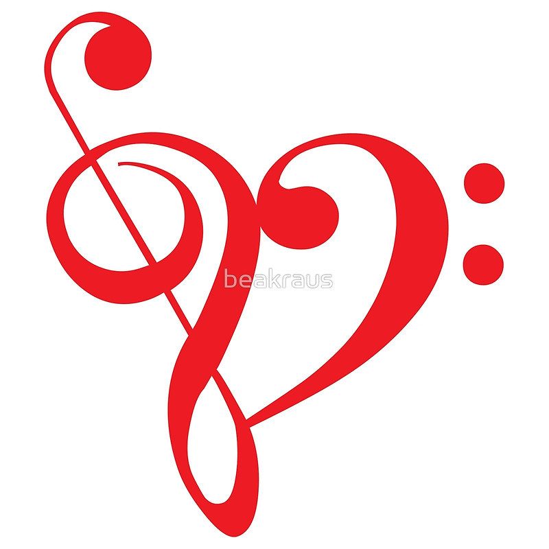 800x800 I Love Music, Red Heart With Music Notes Art Prints By Beakraus