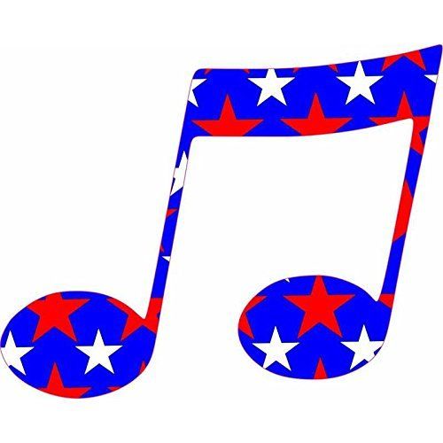 500x500 5in X 4in Red White Blue Stars Music Double Eighth Note Bumper