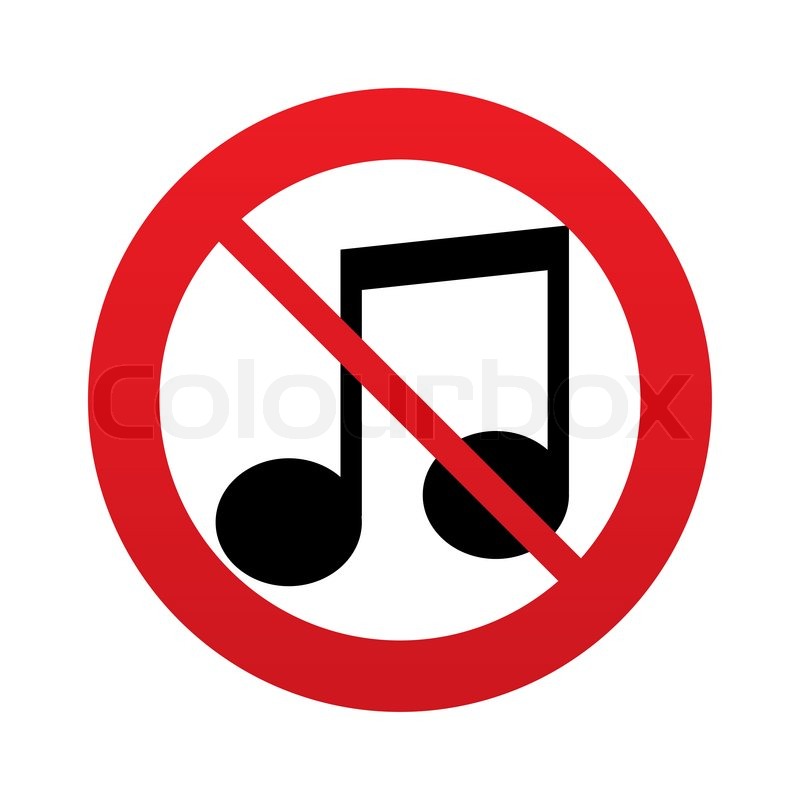800x800 No Music Note Sign Icon. Musical Symbol. Red Prohibition Sign