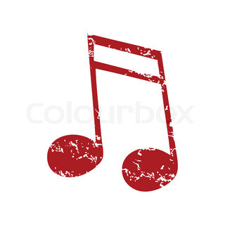 320x320 Red Grunge Musical Note Logo On A White Background. Vector