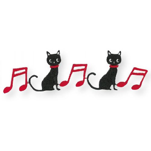 500x500 Black Cat Red Music Note Iron On Transfer Sheet 1 Piece