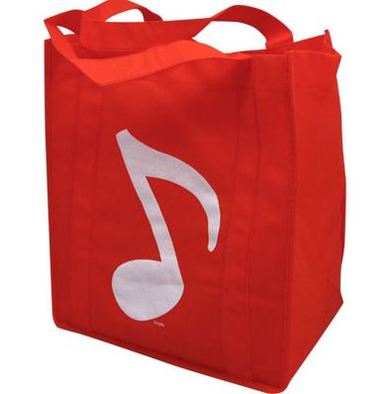 386x394 Grocery Tote Music Note Red