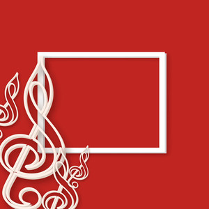 300x300 Musical Notes In White Underline With Square Frame On Red