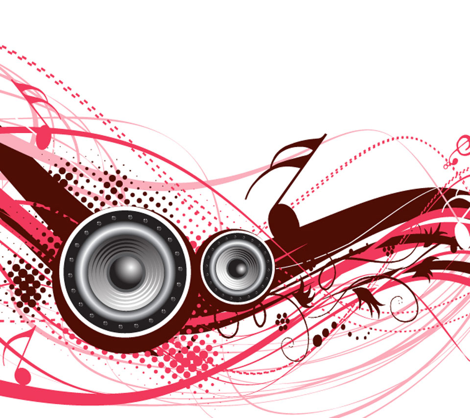960x854 Red Music Notes Background