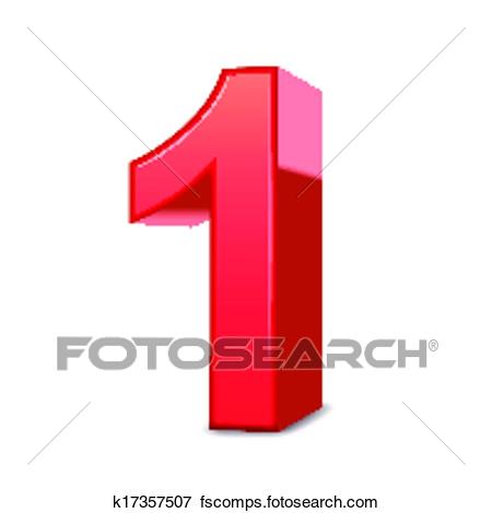 450x470 Clip Art Of 3d Shiny Red Number 1 K17357507