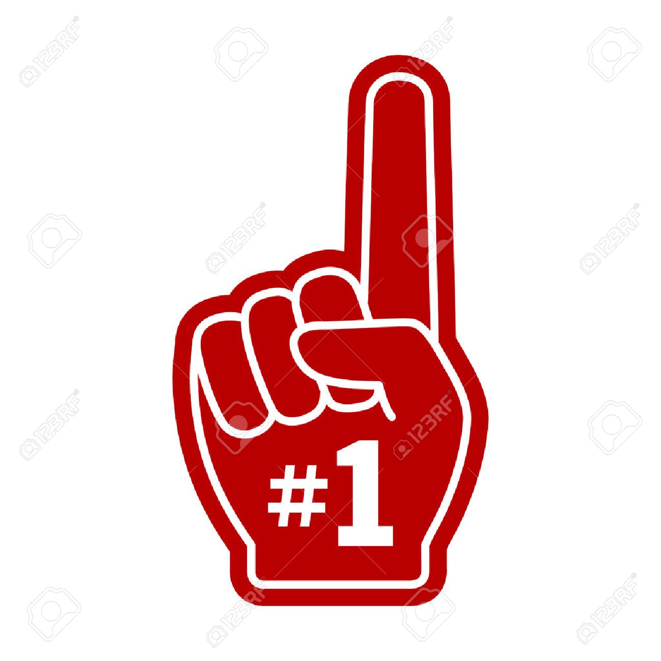 1300x1300 Number 1 One Fan Hand Glove With Finger Raised Flat Vector Icon