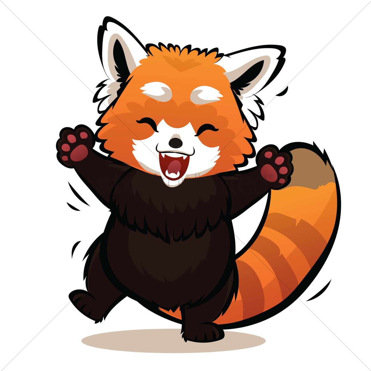 1300x1300 Cartoon Red Panda Feeling Happy Vector Image