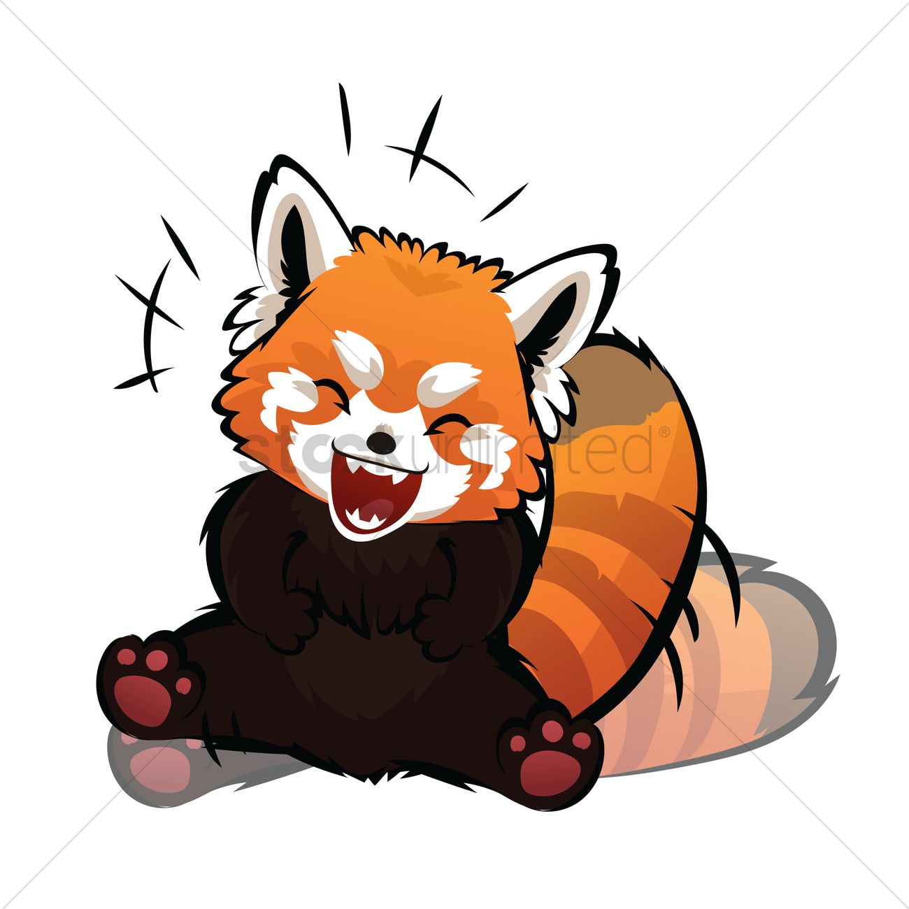 1300x1300 Cartoon Red Panda Laughing Vector Image