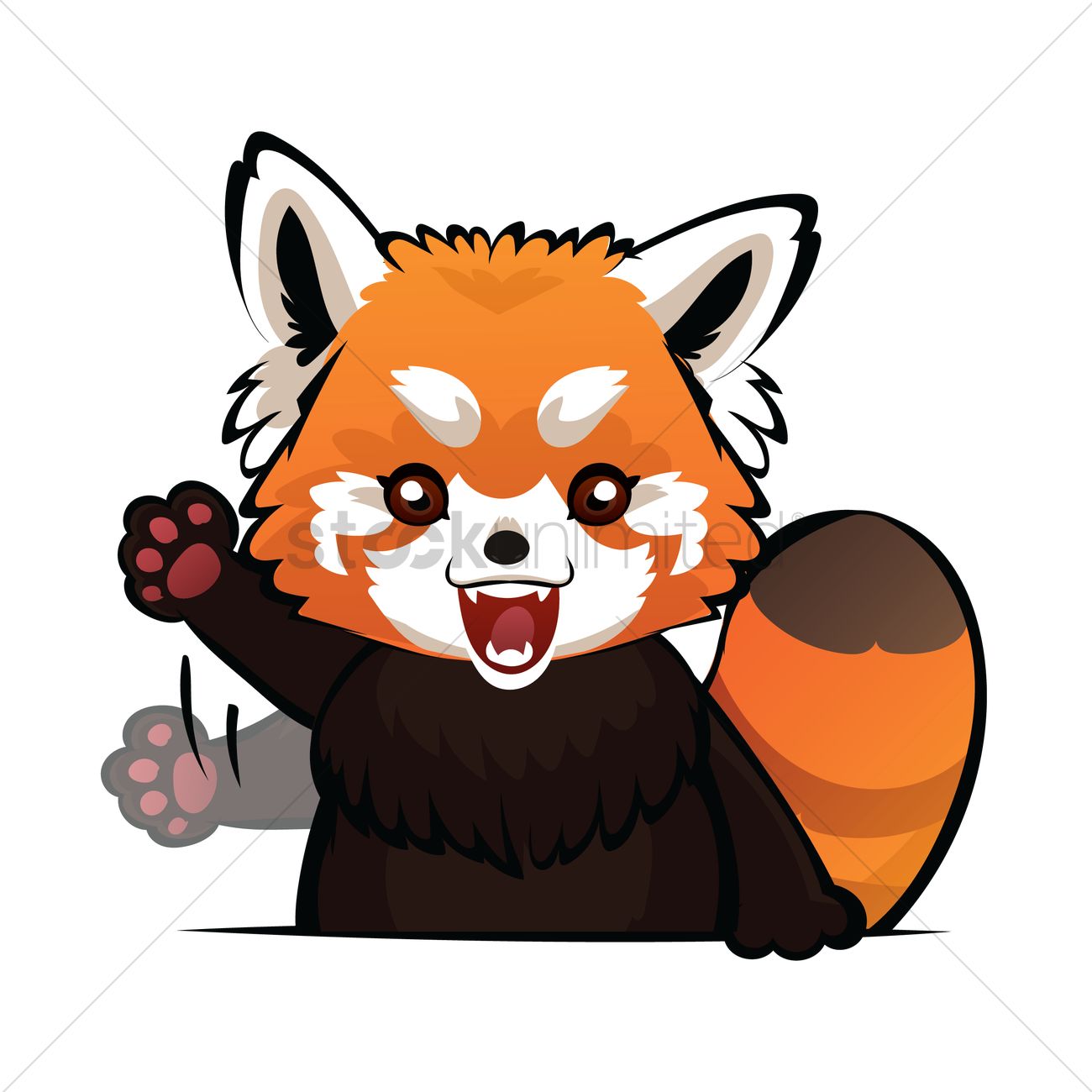 1300x1300 Cartoon Red Panda Waving Vector Image