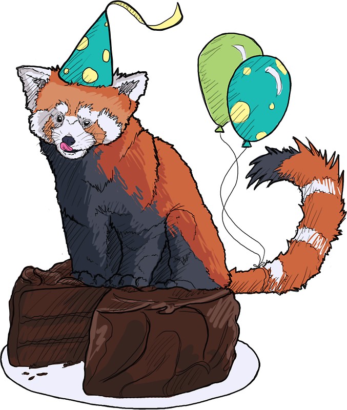 677x800 Red Panda Party Stickers By Kalan Tix Redbubble