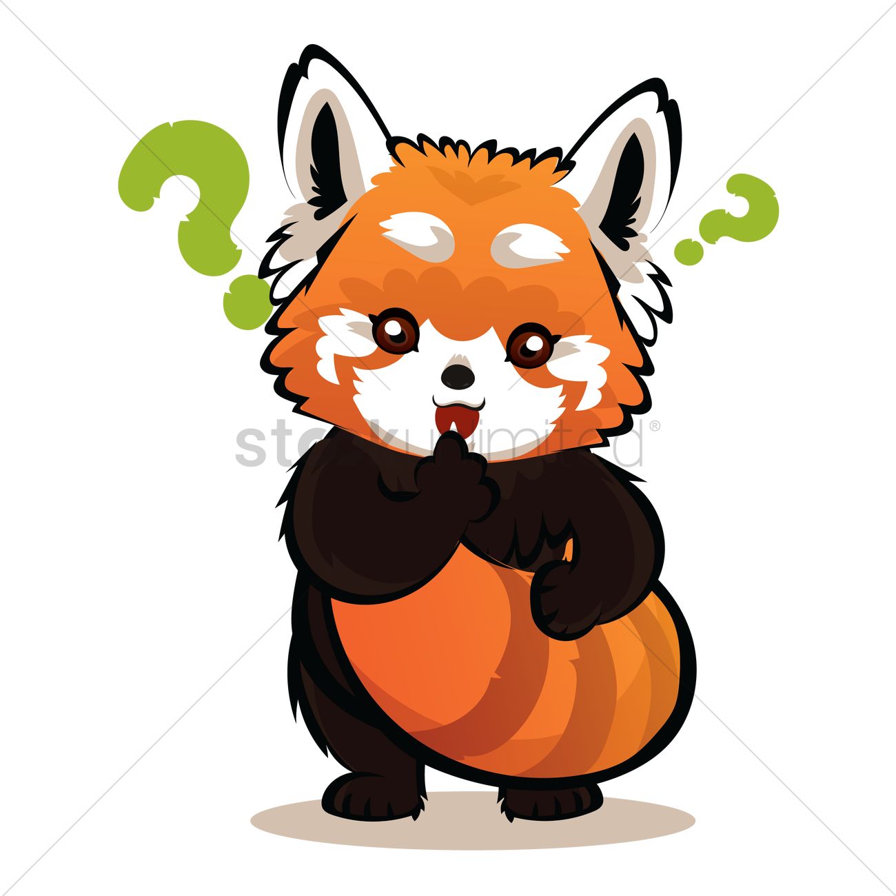 1300x1300 Cartoon Red Panda Confused Vector Image