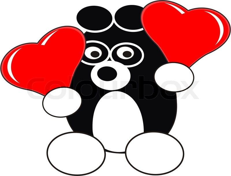800x608 Cartoon Enamored Baby Panda Toy With Red Heart Balloons In Love