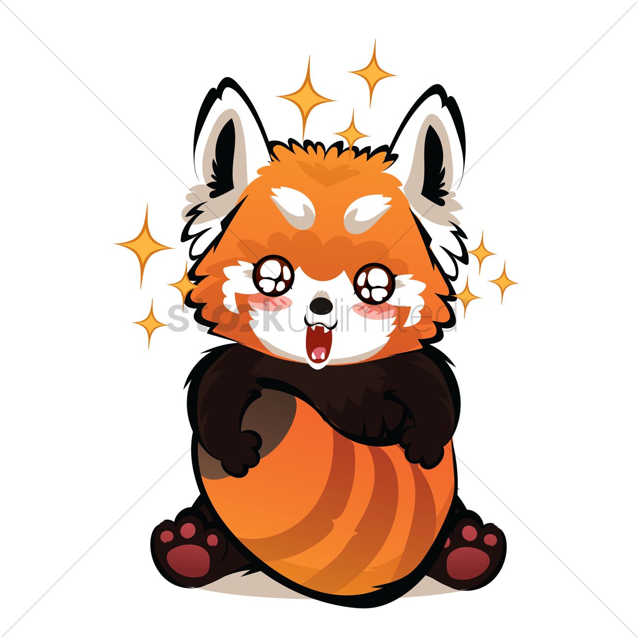 1300x1300 Cartoon Red Panda Filled With Admiration Vector Image