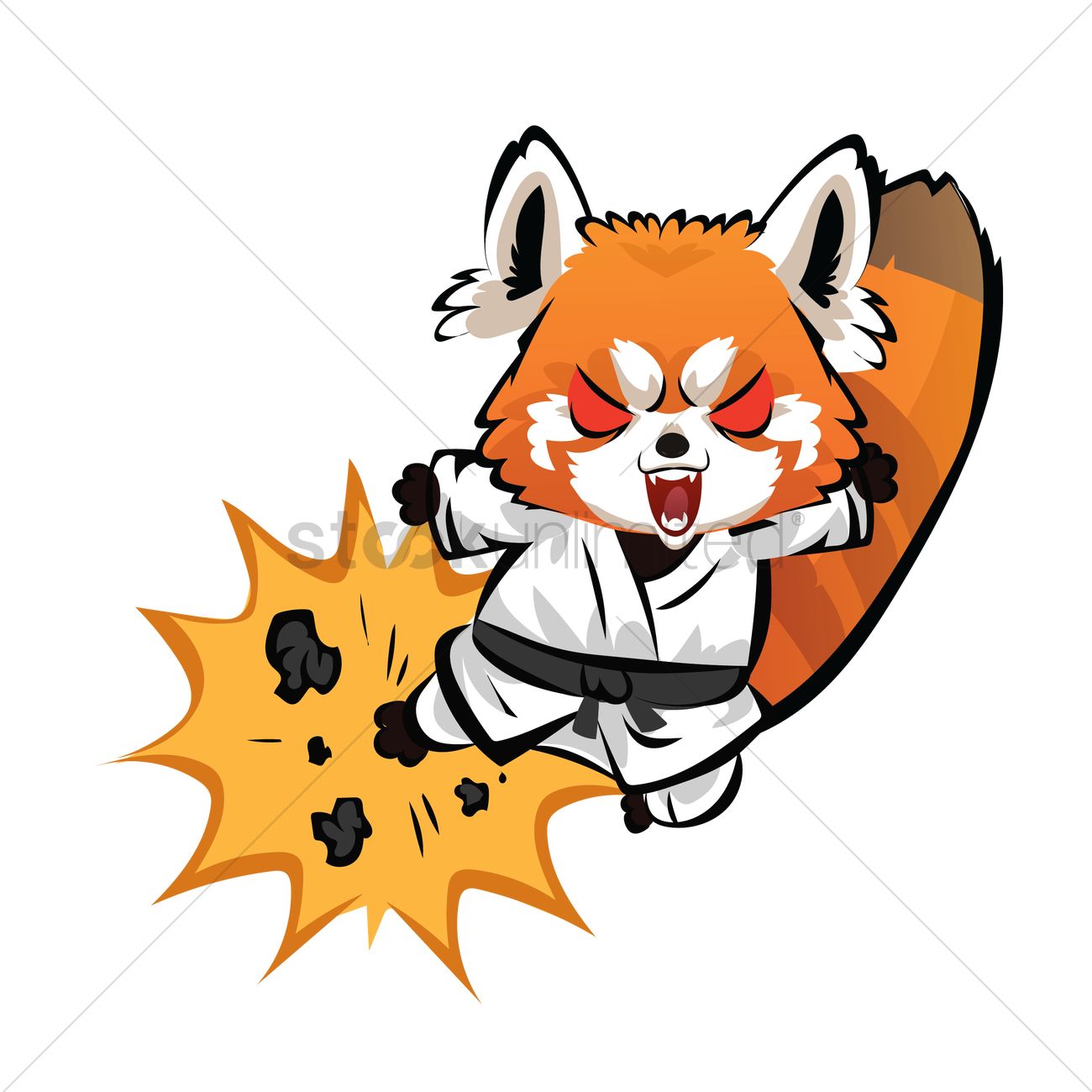 1300x1300 Cartoon Red Panda Doing Martial Arts Vector Image