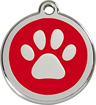 325x355 Red Dingo Paw Print Enamel Dog Tag Red
