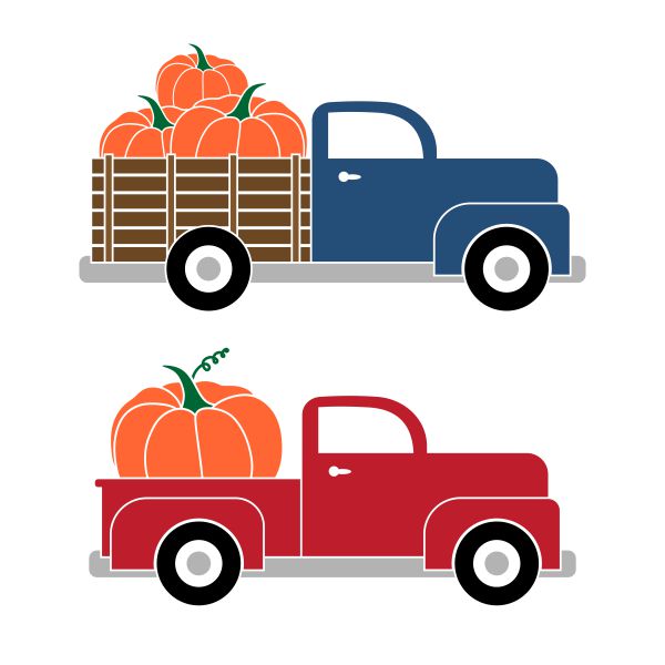 600x600 Pumpkin Truck Cuttable Design Cut File. Vector, Clipart, Digital
