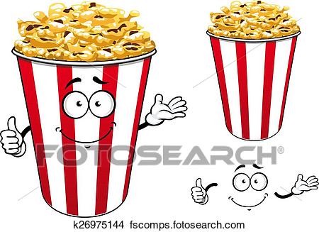 450x327 Clipart Of Striped Red Paper Bucket Of Popcorn Cartoon Character
