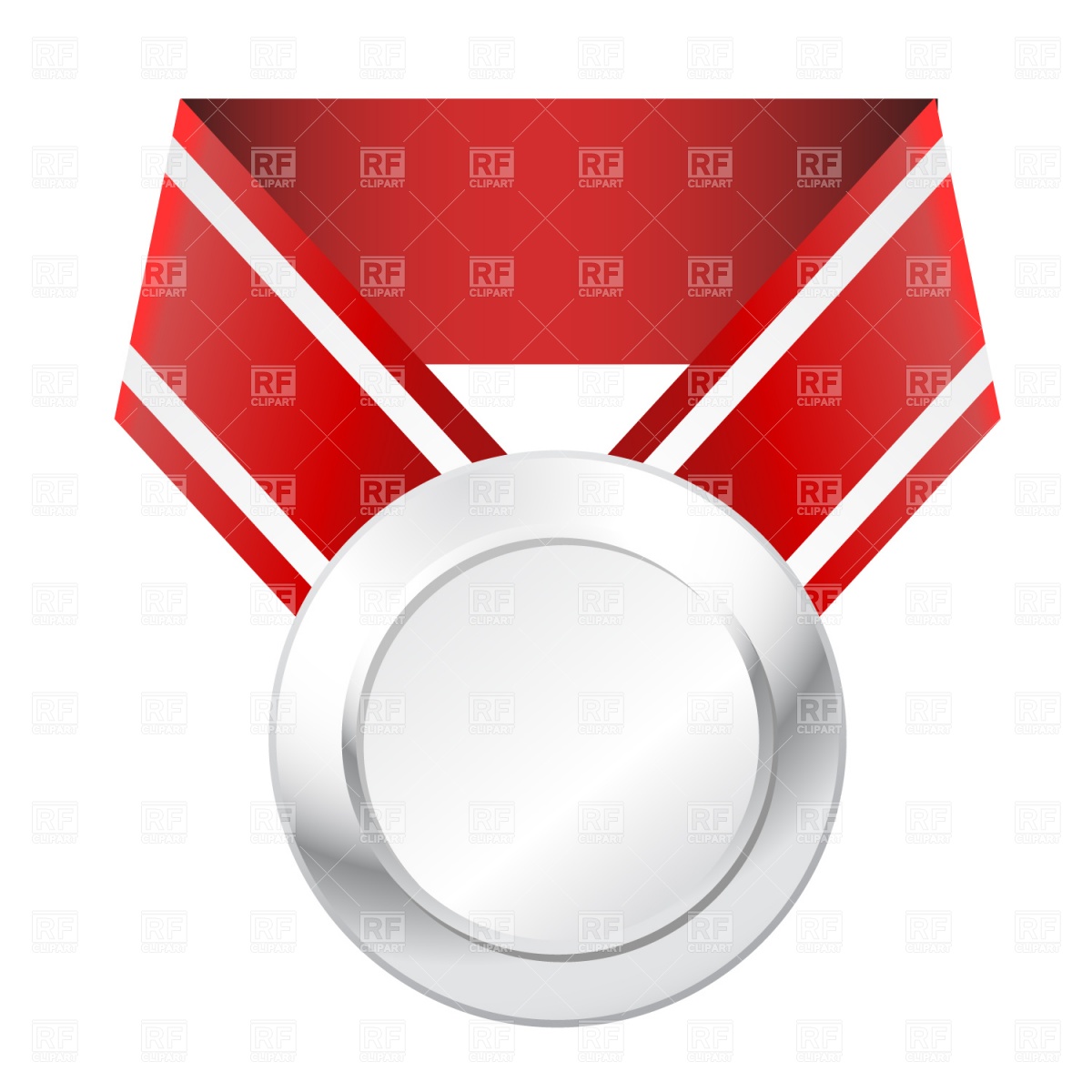 1200x1200 Silver Medal With Red Ribbon Royalty Free Vector Clip Art Image