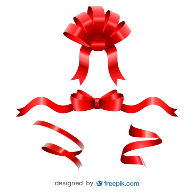 626x626 Christmas Fun Red Ribbons Set Vector Free Download
