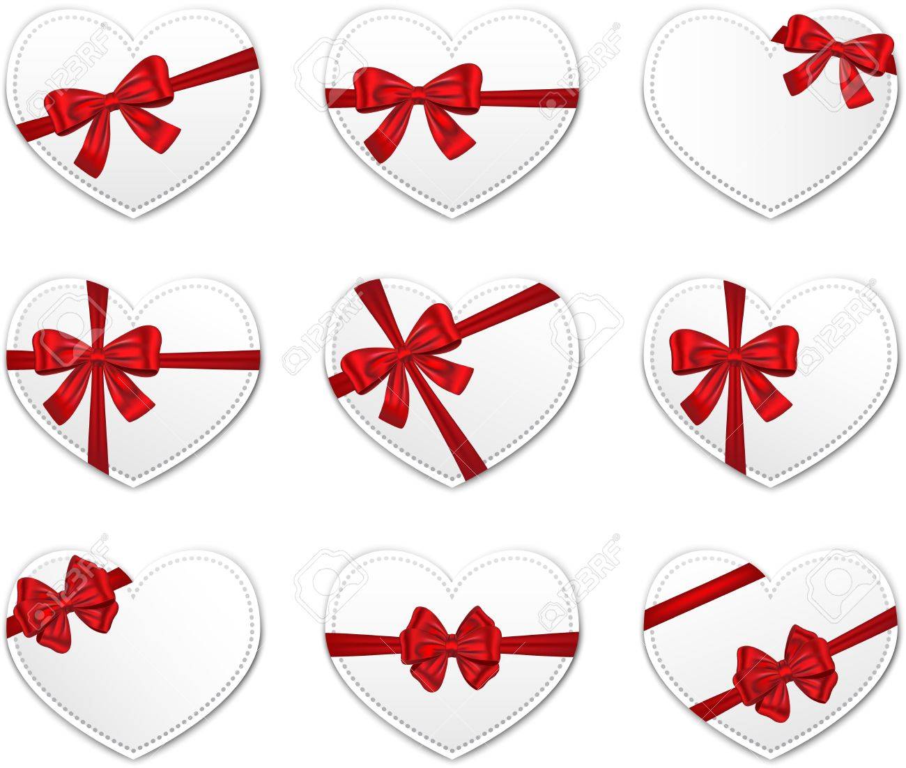 1300x1102 Heart Gif Cards With Red Ribbons And Bows For Valentine's Day