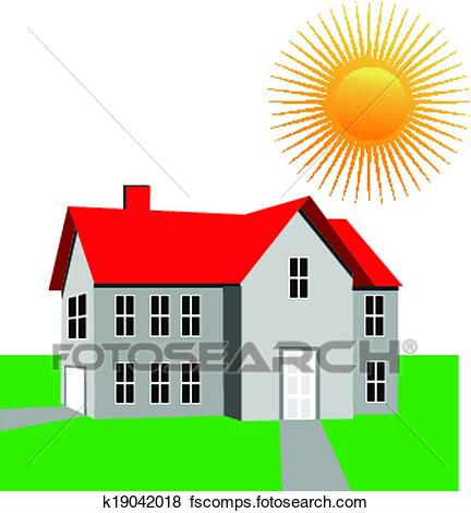 432x470 Clip Art Of House And Sun Logo Vector K19042018