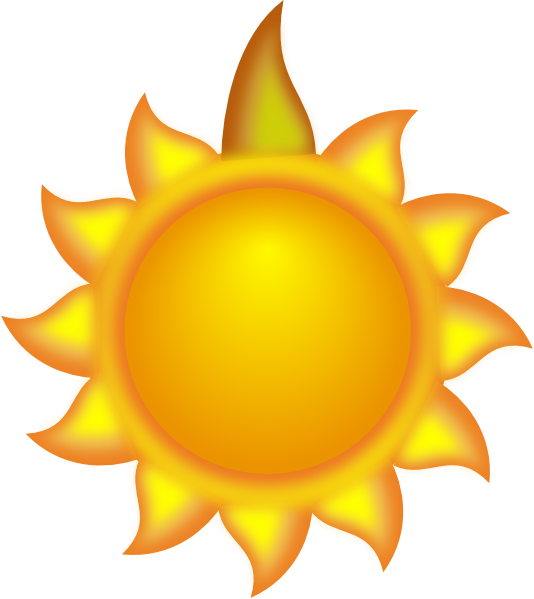 534x599 A Sun Cartoon With A Long Ray Red Clip Art