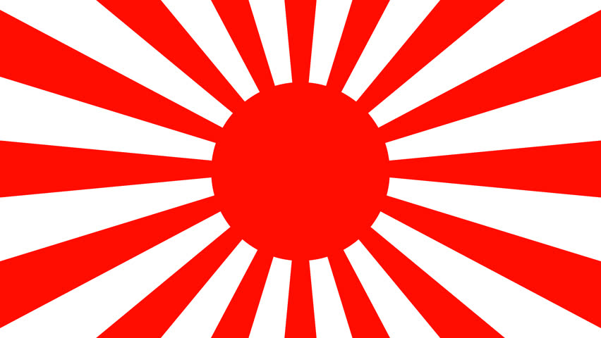 852x480 Traditional Japanese Sunburst Art Background. Red Sun Rays
