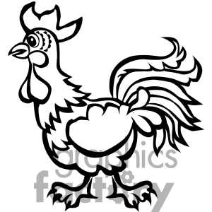 300x300 Black White Rooster Clipart