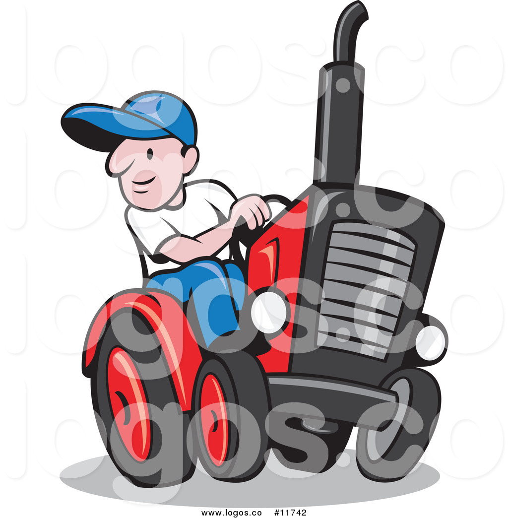 1024x1044 Royalty Free Vector Of A Happy Farmer Driving A Red Tractor By