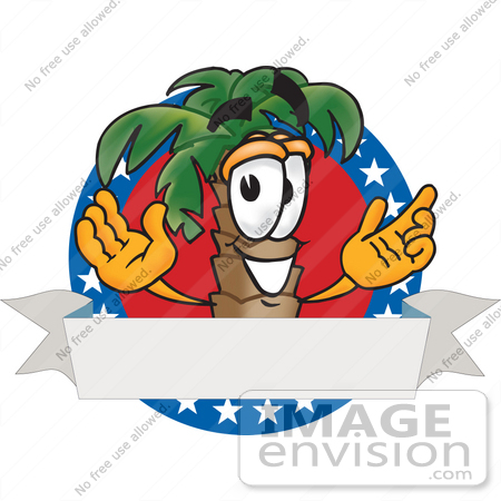 450x450 Cliprt Graphic Of Tropical Palm Tree Cartoon Character Over