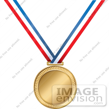 450x450 Clip Art Graphic Of A Golden First Place Medal On A Red, White