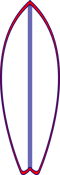 204x589 Red White And Blue Surfboard Clip Art