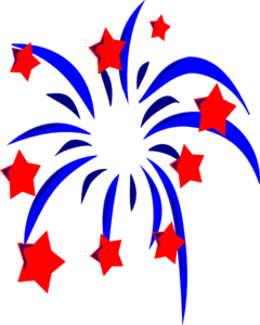 240x300 Blue Fireworks With Red Stars And Accents Clip Art