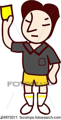 239x470 Clipart Of Yellow Card, Judge, Holding, Referee, Uniform, Sports